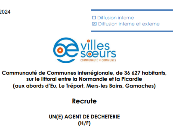 RECRUTEMENT AGENT DE DÉCHÈTERIE (H/F)